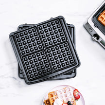 GreenPan Wafelijzer - RVS - inclusief 2 sets wafelplaten - Keramische anti-baklaag