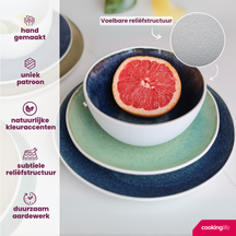 Cookinglife Serviesset Belize - 18-delig / 6 personen - 6 dinerborden ø 25 cm, 6 ontbijtborden ø 21 cm, 6 soepkommen ø 15 cm