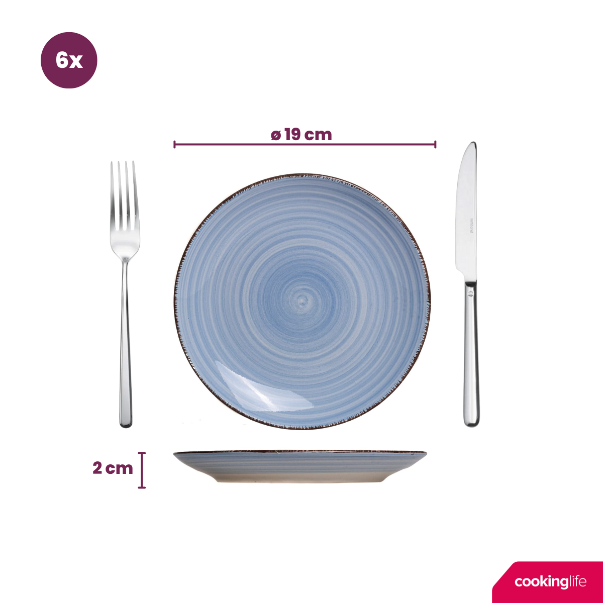 vancasso PLAYA 6-delig dinerborden blauw vancasso PLAYA 6-delig dinerborden blauw