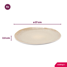 Cookinglife Serviesset Nola Sand reactive glaze 18-delig / 6 personen - 6 dinerborden, 6 ontbijtborden en 6 kommen