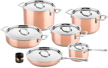 DUCQ Pannenset (Kookpan ø 20 / 20 / 24 cm + Steelpan ø 16 cm + Braadpan ø 28 cm + Koekenpan ø 26 cm) + Deksels - Koper - 6 delige set