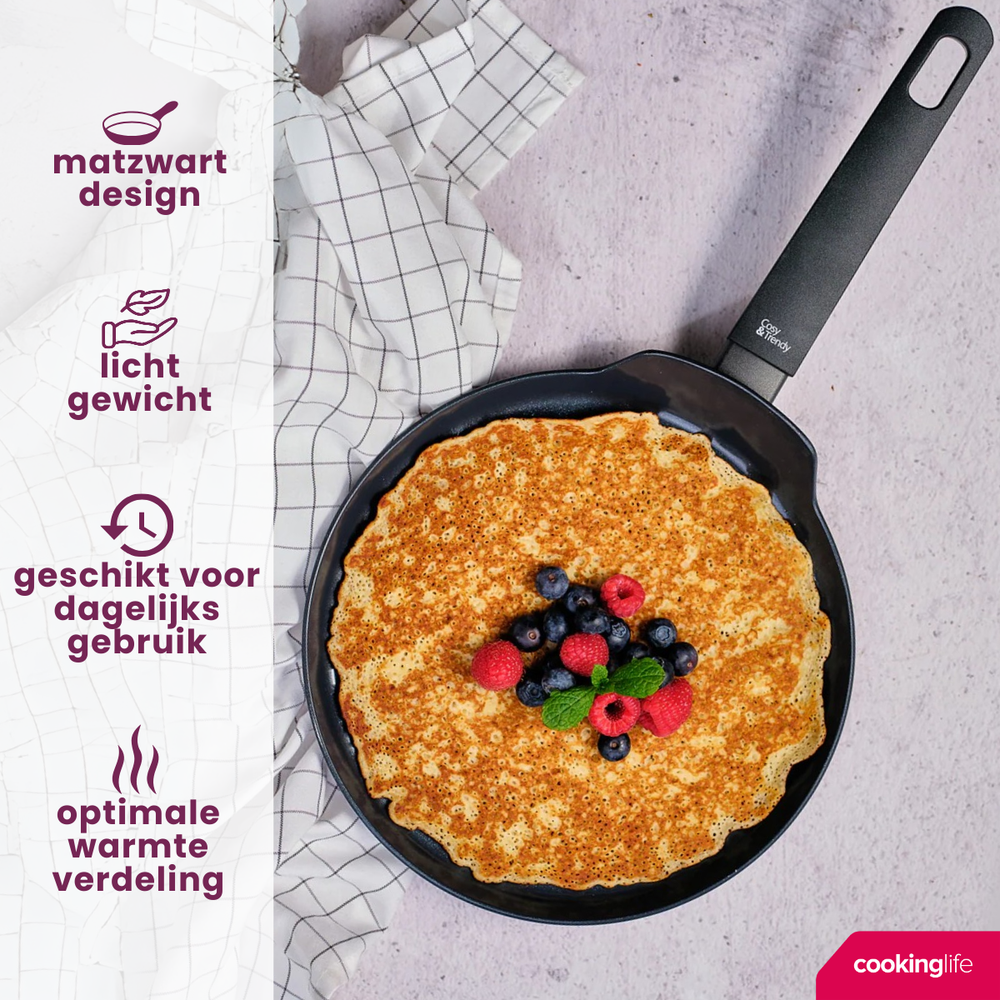 Cookinglife Pannenkoekenpan Black Cera Zwart - ø 24 cm - keramische anti-aanbaklaag - geschikt voor alle warmtebronnen