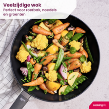 Cookinglife Wokpan Black Cera ø 28 cm - keramische anti-aanbaklaag - geschikt voor alle warmtebronnen