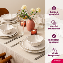 Cookinglife Serviesset Cardida Off White 18-delig / 6 personen - 6 dinerborden, 6 ontbijtborden en 6 kommen