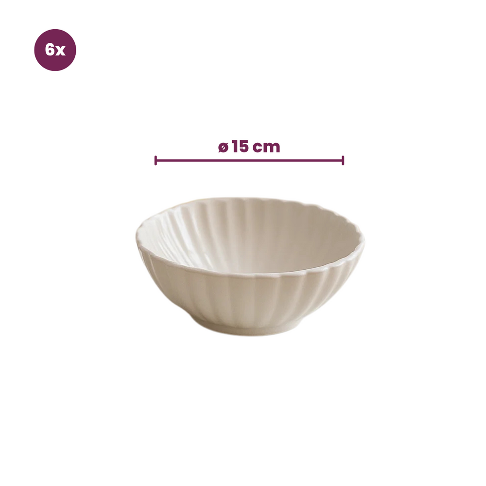 Cookinglife Serviesset Cardida Off White 18-delig / 6 personen - 6 dinerborden, 6 ontbijtborden en 6 kommen