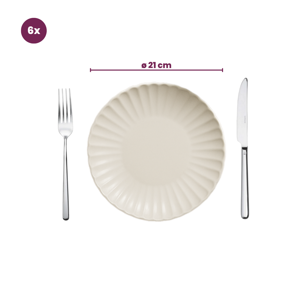 Cookinglife Serviesset Cardida Off White 18-delig / 6 personen - 6 dinerborden, 6 ontbijtborden en 6 kommen