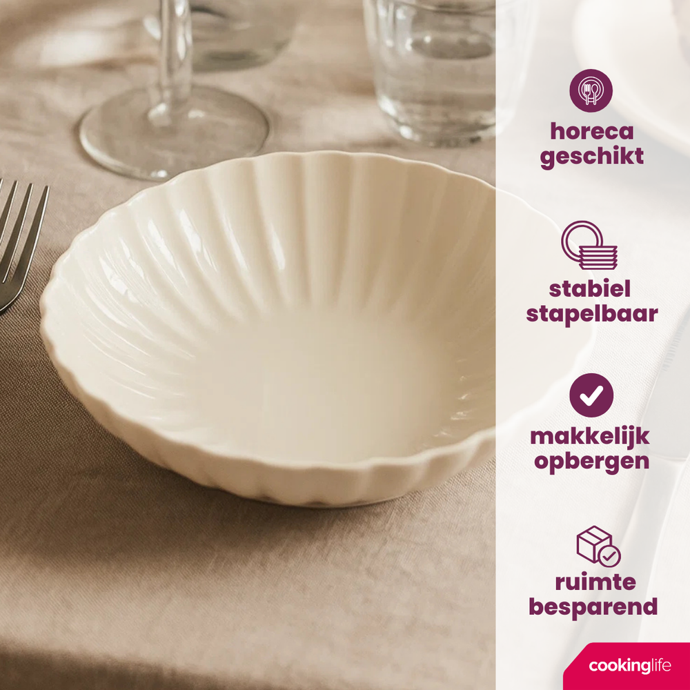 Cookinglife Diepe Borden Cardida Off White ø 20 cm - 6 Stuks