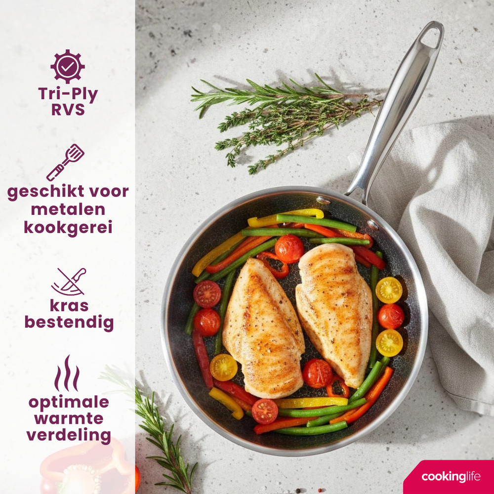 Cookinglife Koekenpan HexaCook ø 24 cm - NON STICK - geschikt voor alle warmtebronnen - keramische anti-aanbaklaag