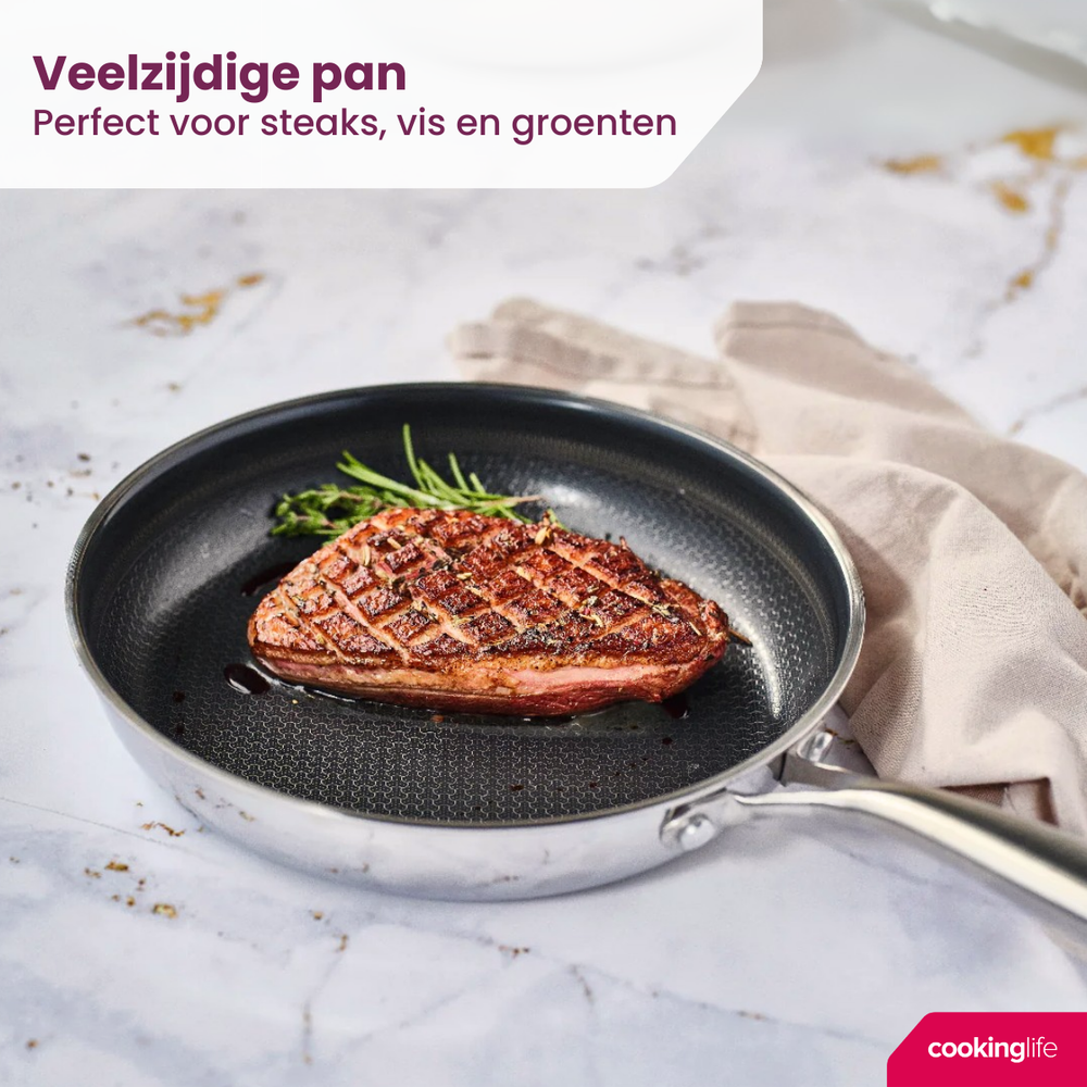 Cookinglife Wokpan HexaCook ø 28 cm - NON STICK - keramische anti-aanbaklaag - geschikt voor alle warmtebronnen