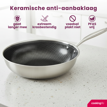 Cookinglife Wokpan HexaCook ø 28 cm - NON STICK - geschikt voor alle warmtebronnen - keramische anti-aanbaklaag