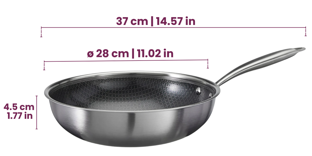 Cookinglife Wokpan HexaCook ø 28 cm - NON STICK - geschikt voor alle warmtebronnen - keramische anti-aanbaklaag