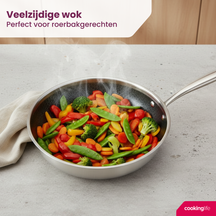 Cookinglife Wokpan HexaCook ø 28 cm - NON STICK - geschikt voor alle warmtebronnen - keramische anti-aanbaklaag