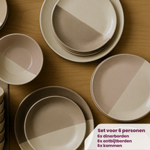Cookinglife Serviesset Leem 18-delig / 6 personen - 6 dinerborden, 6 ontbijtborden en 6 kommen