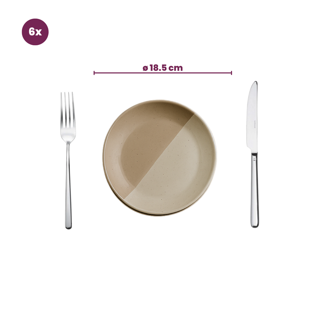 Cookinglife Serviesset Leem 18-delig / 6 personen - 6 dinerborden, 6 ontbijtborden en 6 kommen