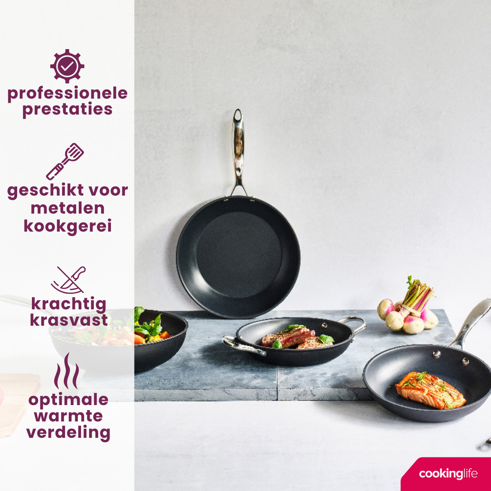Cookinglife Koekenpan Revolt ø 24 cm - keramische anti-aanbaklaag - geschikt voor alle warmtebronnen