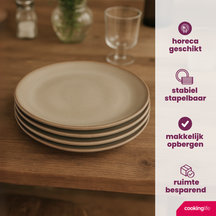 Cookinglife Serviesset Sabi Beige 18-delig / 6 personen - 6 dinerborden, 6 ontbijtborden en 6 kommen