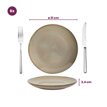 Cookinglife Serviesset Sabi Beige 18-delig / 6 personen - 6 dinerborden, 6 ontbijtborden en 6 kommen