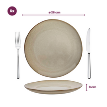 Cookinglife Serviesset Sabi Beige 18-delig / 6 personen - 6 dinerborden, 6 ontbijtborden en 6 kommen