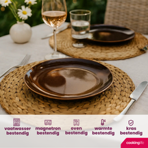Cookinglife Ontbijtborden / Dessertborden Sabi Bruin ø 21 cm - 6 Stuks