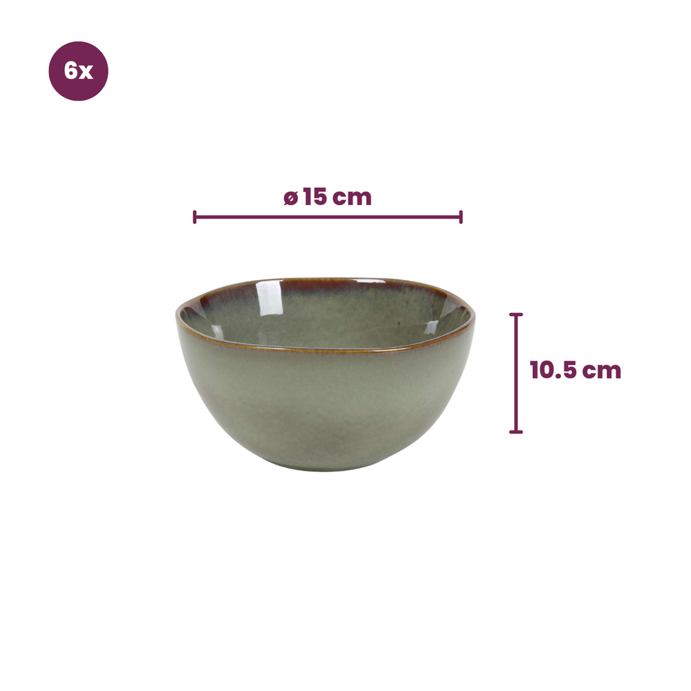 Cookinglife Soepkommen / Kommen Sabi Groen ø 15 cm - 6 Stuks