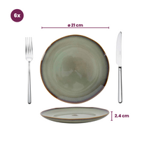 Cookinglife Serviesset Sabi Groen 18-delig / 6 personen - 6 dinerborden, 6 ontbijtborden en 6 kommen