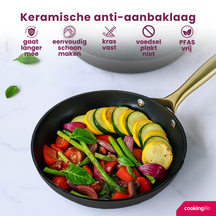 Cookinglife Koekenpannenset Style Zwart - ø 24 & 28 cm - keramische anti-aanbaklaag - geschikt voor alle warmtebronnen