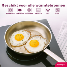 Cookinglife Koekenpan Superior RVS ø 24 cm - zonder anti-aanbaklaag - geschikt voor alle wartmebronnen - PFAS-vrij