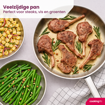 Cookinglife Koekenpan Superior RVS ø 24 cm - zonder anti-aanbaklaag - geschikt voor alle wartmebronnen - PFAS-vrij