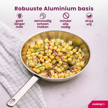Cookinglife Koekenpan Superior RVS ø 24 cm - zonder anti-aanbaklaag - geschikt voor alle wartmebronnen - PFAS-vrij