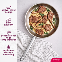 Cookinglife Koekenpan Superior RVS ø 28 cm - zonder anti-aanbaklaag - geschikt voor alle wartmebronnen - PFAS-vrij