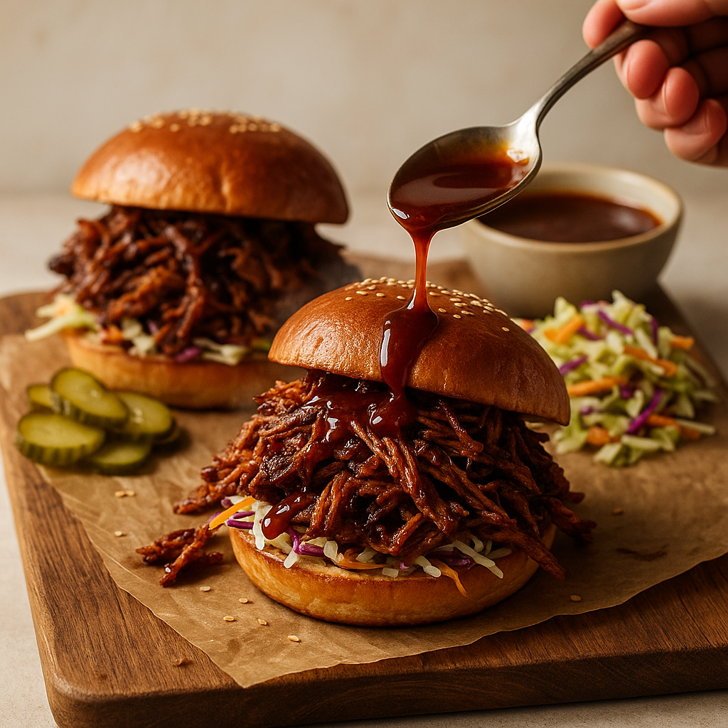 Zijdezachte, sappige pulled pork met een licht rokerige bark en frisse appeltwist. Perfect op zachte broodjes met koolsla of als taco-vulling. Werkt op smoker/BBQ of in de oven (met slowcooker-optie).