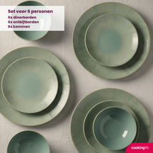 Cookinglife Serviesset Coastal Lines Seagrass Green 18-Delig / 6 personen