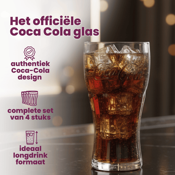 Coca Cola Glazen - Longdrinkglazen - Frisdrankglazen - Classic - 370 ml - 4 Stuks