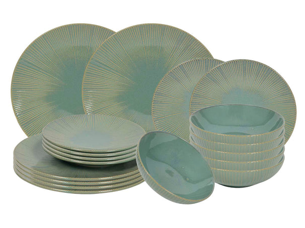 Cookinglife Serviesset Coastal Lines Seagrass Green 18-Delig / 6 personen