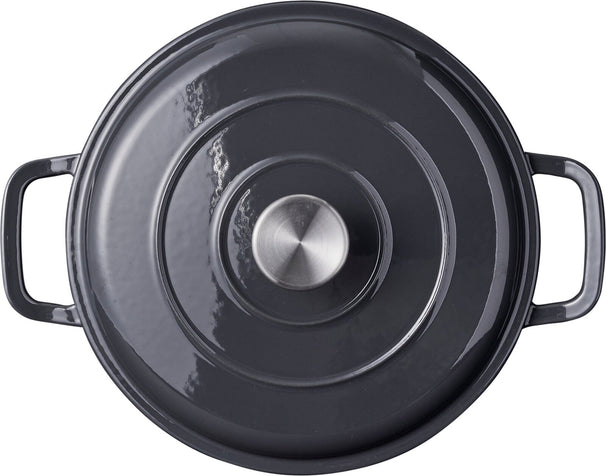 Cookinglife Braadpan met deksel Gietijzer - Grijs - ø 26 cm / 4.4 Liter - geëmailleerde anti-aanbaklaag