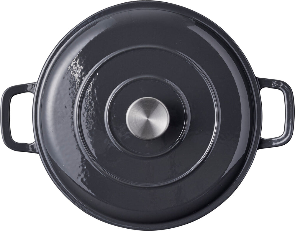 Cookinglife Braadpan met deksel Gietijzer - Grijs - ø 28 cm / 5.1 Liter - geëmailleerde anti-aanbaklaag