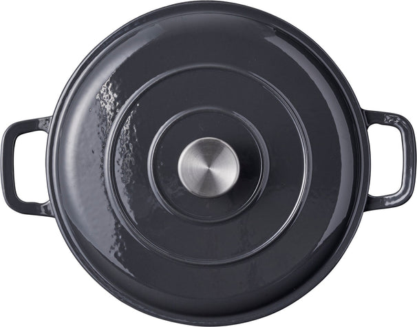 Cookinglife Braadpan met deksel Gietijzer - Grijs - ø 28 cm / 5.1 Liter - geëmailleerde anti-aanbaklaag