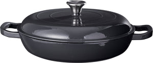Cookinglife Braadpan met deksel - Heritage Cast - Gietijzer - Grijs - ø 30 cm / 2.6 Liter - geëmailleerde anti-aanbaklaag