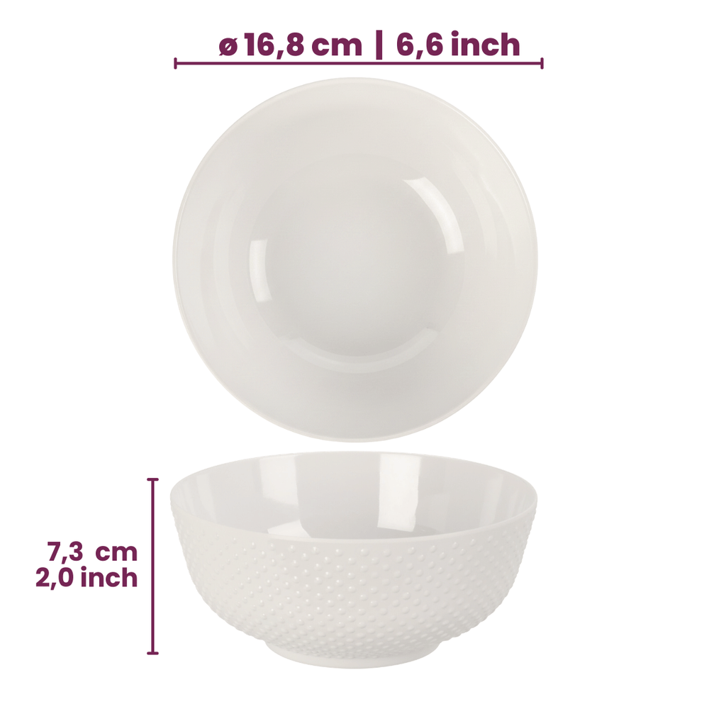 Cookinglife Soepkommen / Kommen - CampVibe - Outdoor - Kunststof - Onbreekbaar - Wit ø 16.8 cm - 4 Stuks