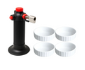 Cookinglife Creme Brulee Set - Brander / Koksbrander + Creme Brulee Schaaltjes ø 12 cm - 4 Stuks