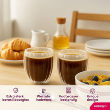 Cookinglife Dubbelwandige Koffie- / theeglazen Pumpkin 260 ml - 2 stuks