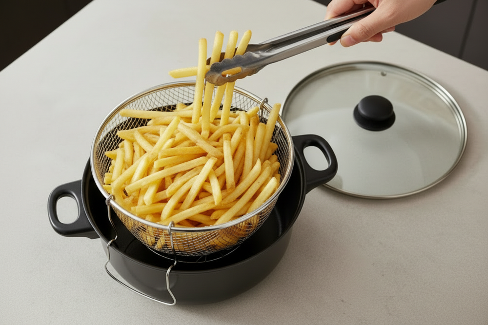 Cookinglife Frituurpan met Mand en Glazen Deksel - Braadpan Ø 26 cm