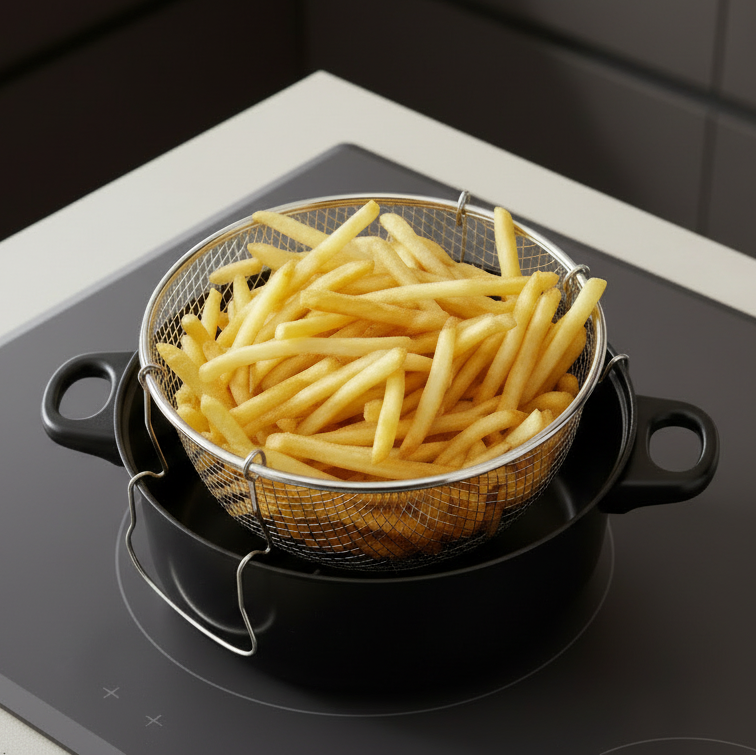 Cookinglife Frituurpan met Mand en Glazen Deksel - Braadpan Ø 26 cm