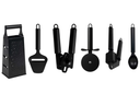 Cookinglife Keukengerei Set Zwart - 6-delig - Torenrasp, Knoflookpers, Blikopener, Pizzasnijder, Kaasschaaf & IJschep