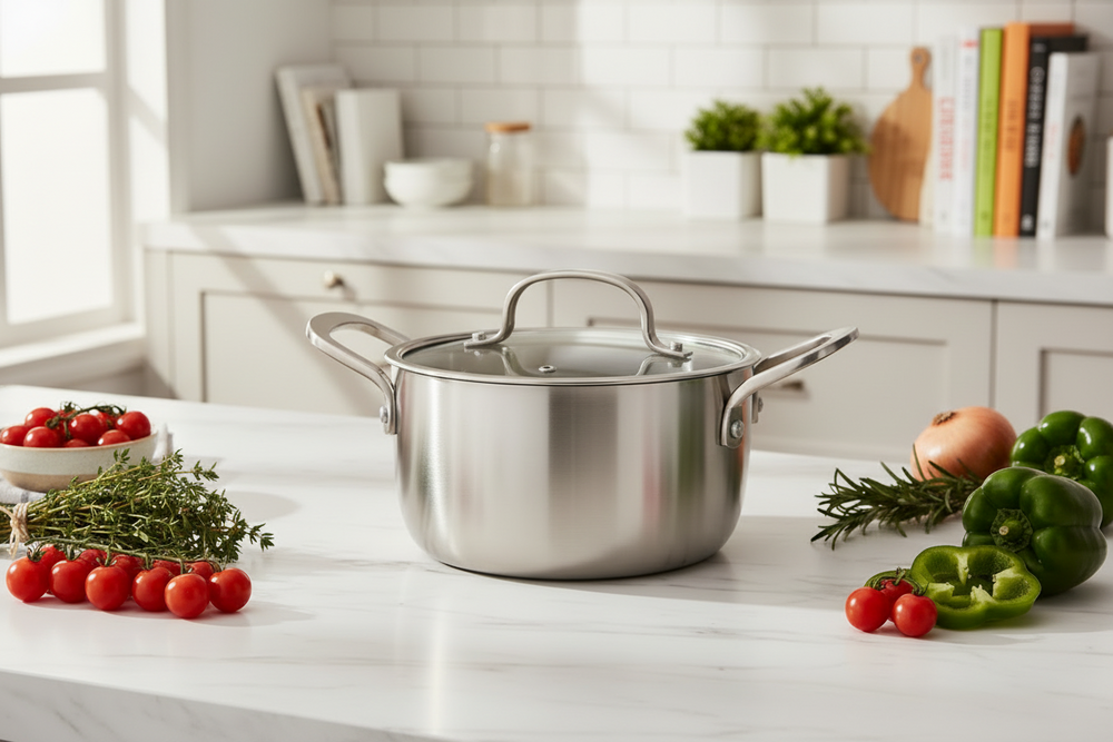 Cookinglife Kookpan met Glazen Deksel Signature Steel - RVS - ø 16 cm / 1.2 Liter - geschikt voor alle warmtebronnen