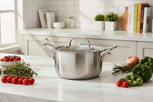 Cookinglife Kookpan met Glazen Deksel Signature Steel - RVS - ø 16 cm / 1.2 Liter - geschikt voor alle warmtebronnen