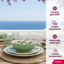 Cookinglife Serviesset Oceanico Groen 24-delig / 8 Personen - 8 dinerborden, 8 ontbijtborden en 8 kommen