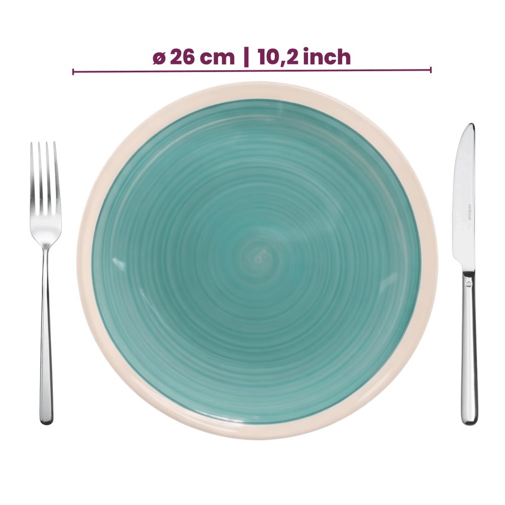 Cookinglife Serviesset Oceanico Turquoise 24-delig / 8 Personen - 8 dinerborden, 8 ontbijtborden en 8 kommen