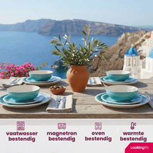 Cookinglife Serviesset Oceanico Turquoise 24-delig / 8 Personen - 8 dinerborden, 8 ontbijtborden en 8 kommen