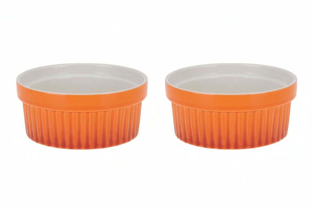 Cookinglife Ramekins / Soufflébakje / Creme Brulee Schaaltjes - Oranje - Porselein - ø 11cm -  2 Stuks